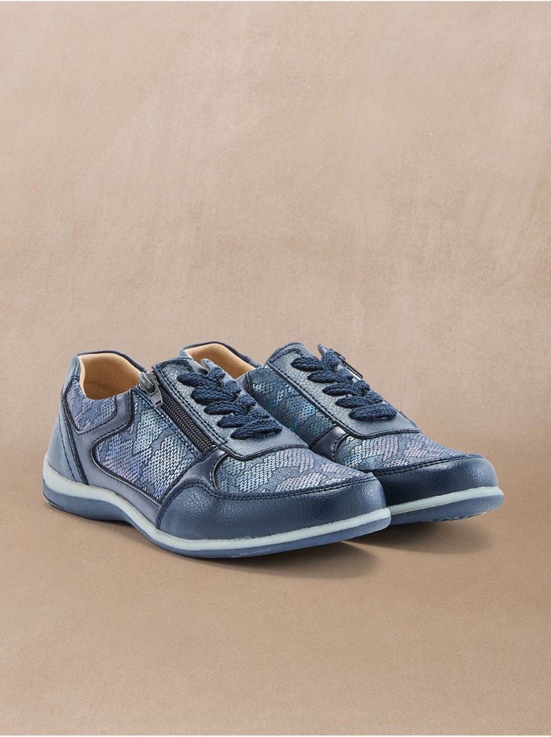 Derbies lacets et zip femme - PEDICONFORT Bleu marine - Kiabi