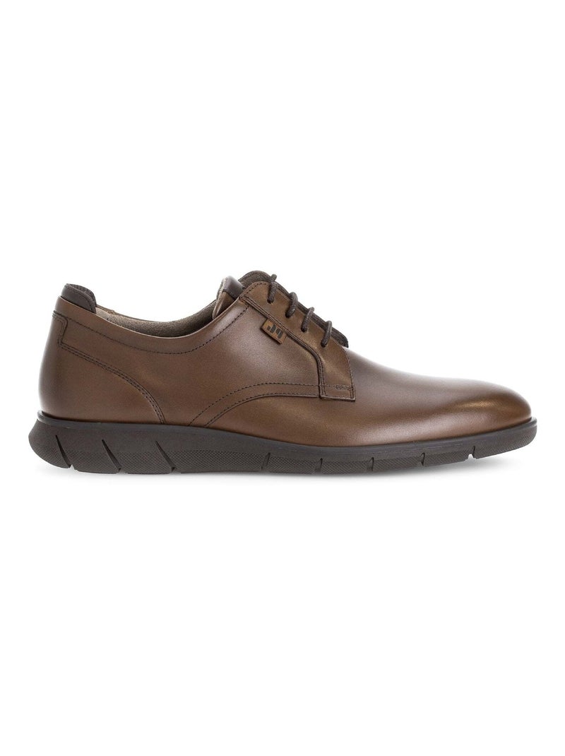 Derbies s en cuir lisse Marron - Kiabi