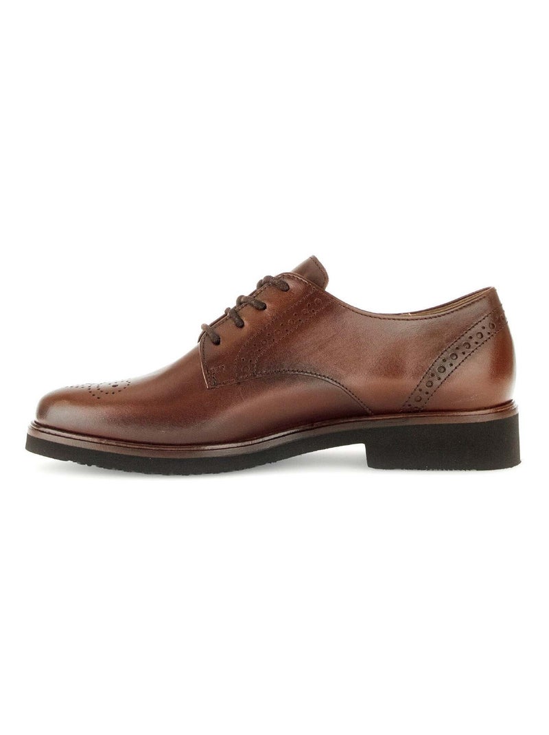 Derbies sattels en cuir lisse Gabor Marron - Kiabi