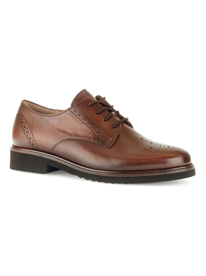 Derbies sattels en cuir lisse Gabor Marron - Kiabi