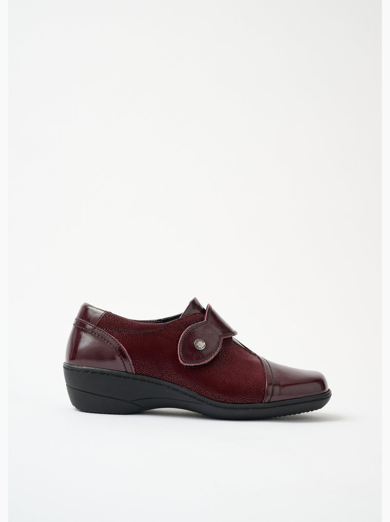 Derbies scratchées cuir largeur confort - Afibel Bordeaux - Kiabi