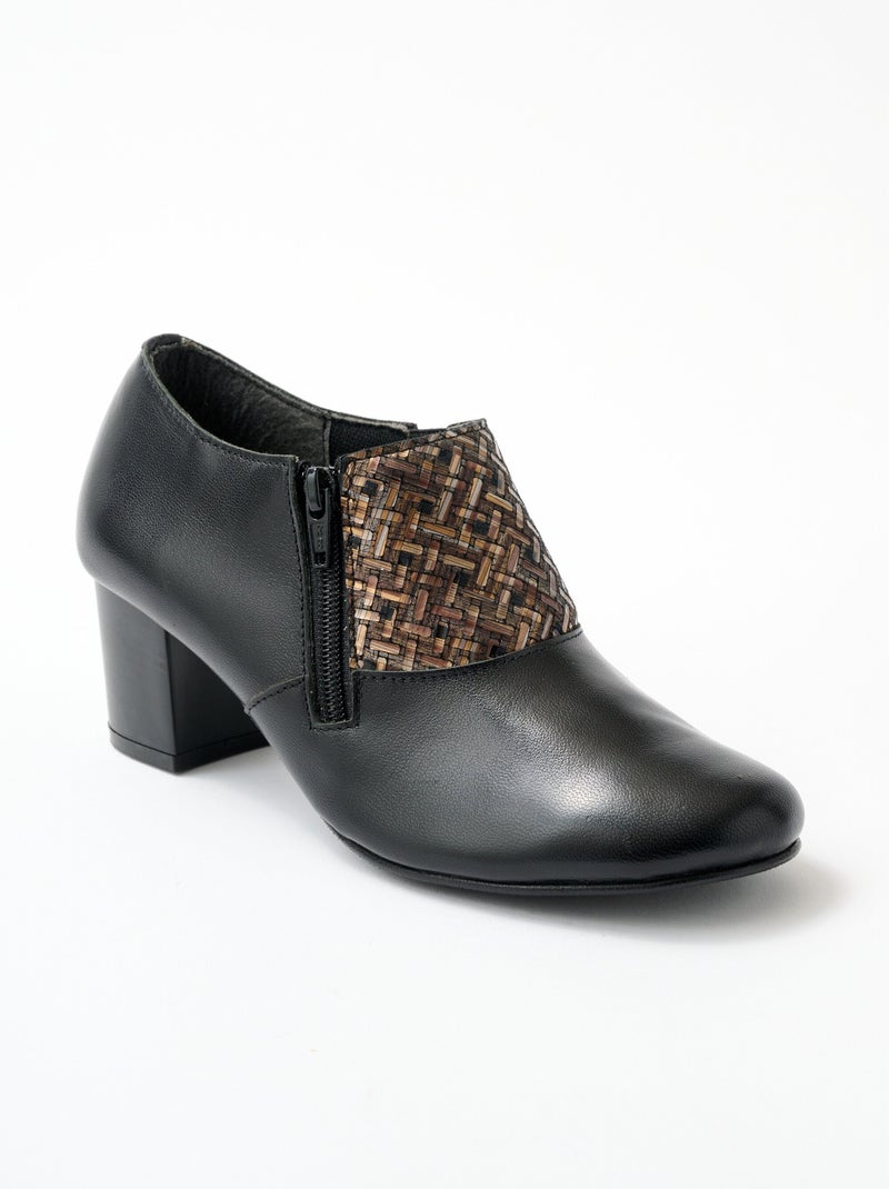 Derbies trotteur zippés largeur confort Noir - Kiabi