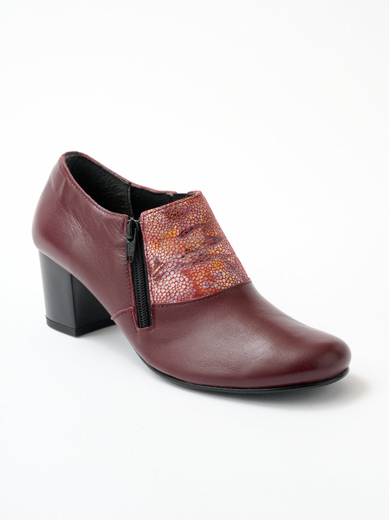 Derbies trotteur zippés largeur confort Rouge bordeaux - Kiabi