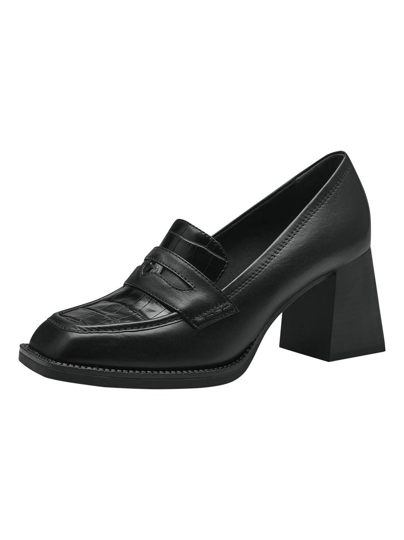 Derby à Talon Cuir Tamaris Noir - Kiabi