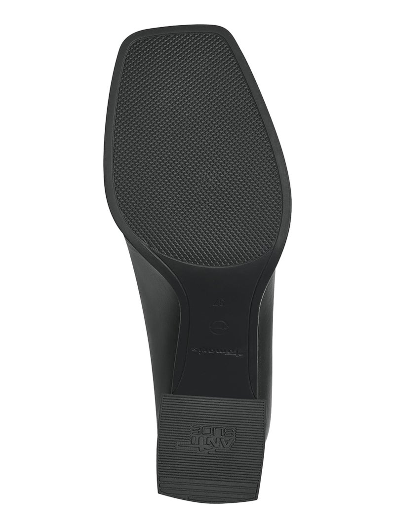 Derby à Talon Cuir Tamaris Noir - Kiabi