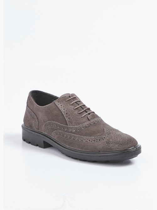 Derby cuir perforations et bout fleuri - AFIBEL - Kiabi