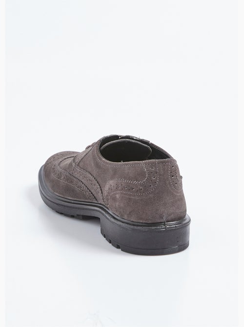 Derby cuir perforations et bout fleuri - AFIBEL - Kiabi