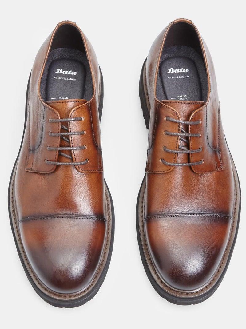 Derby en cuir BATA Marron - Kiabi