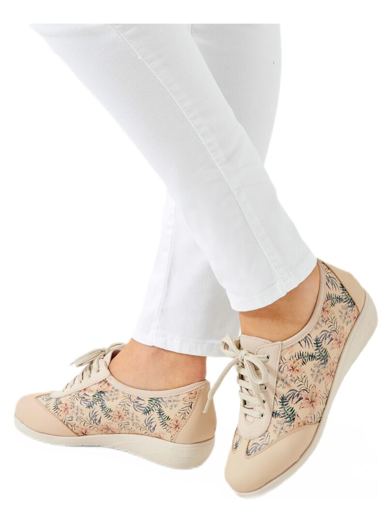 Derby en cuir fantaisie florale ou bicolore Beige - Kiabi