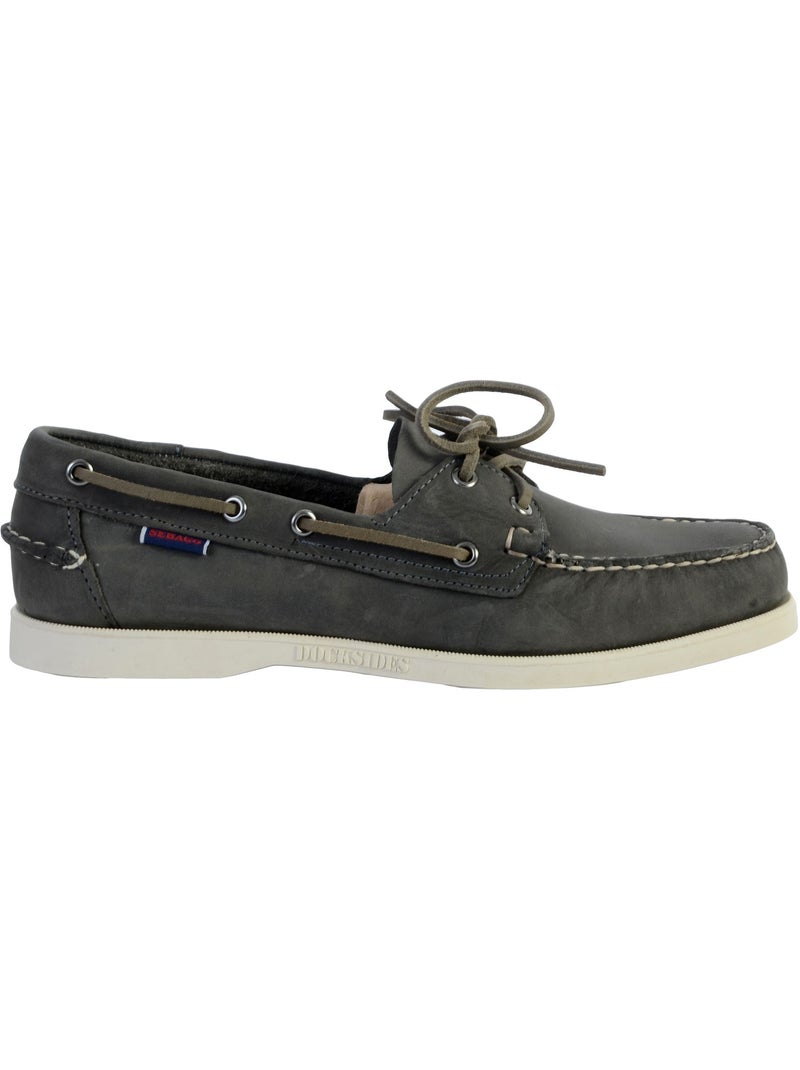 Derby Lacet Cuir Docksides Sebago Crazy Gris - Kiabi
