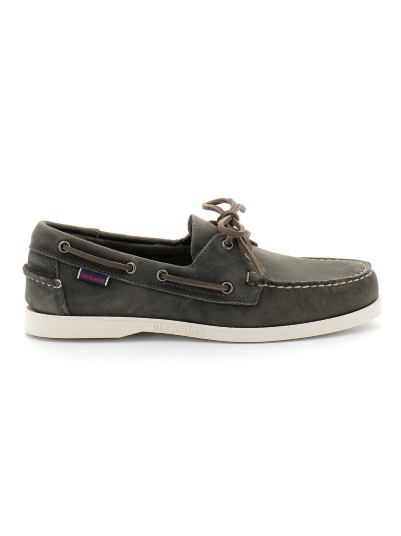 Derby Lacet Cuir Docksides Sebago Crazy Gris - Kiabi