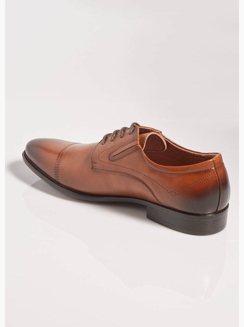 Derbys chic à bout droit, intérieur cuir - AFIBEL Camel - Kiabi