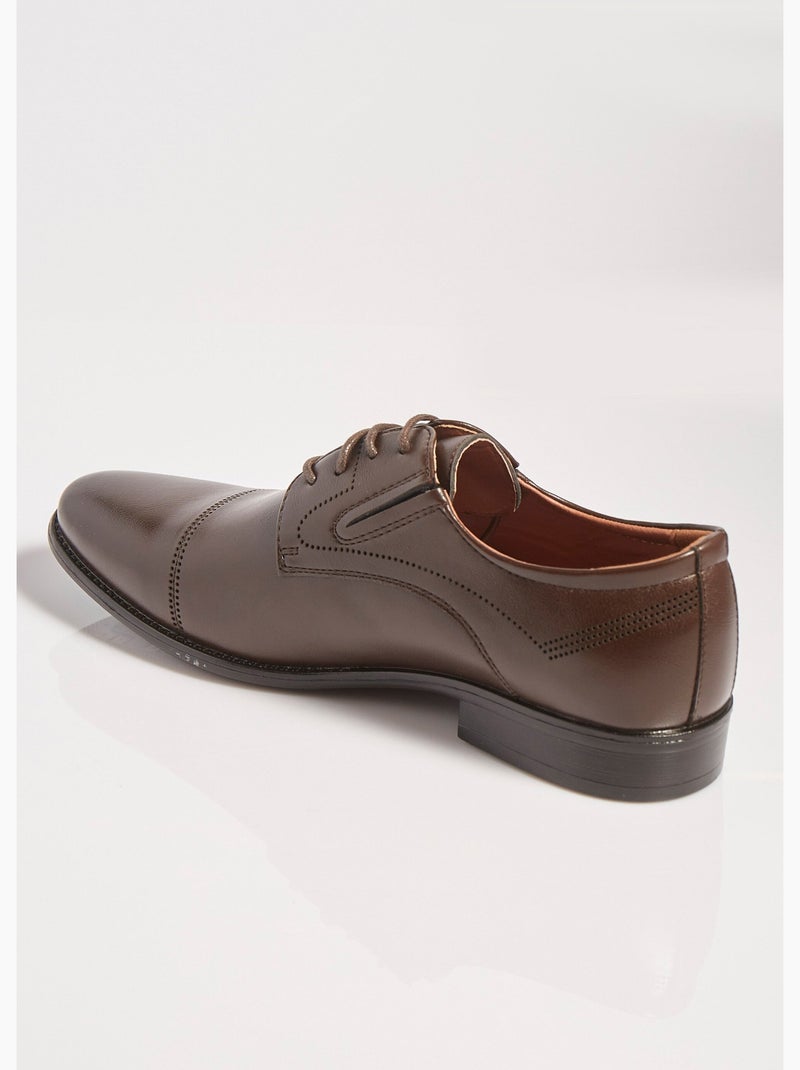 Derbys chic à bout droit, intérieur cuir - AFIBEL Marron - Kiabi