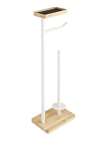 Dérouleur de papier WC en bambou avec porte-téléphone