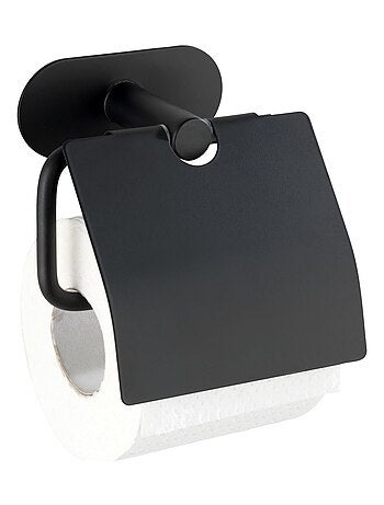 Dérouleur papier WC avec couvercle Orea en acier inox - Noir