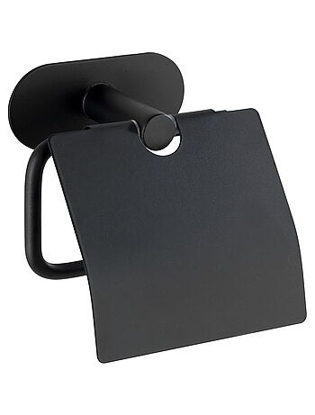 Dérouleur papier WC avec couvercle Orea en acier inox - Noir