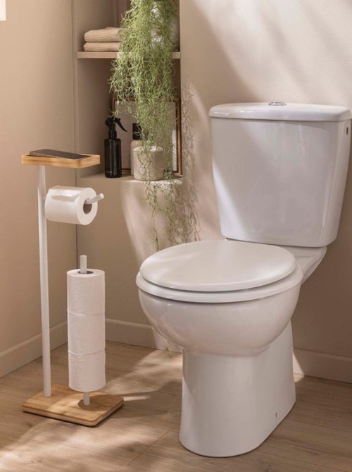 Dérouleur papier WC blanc avec réserve et porte téléphone - Kiabi