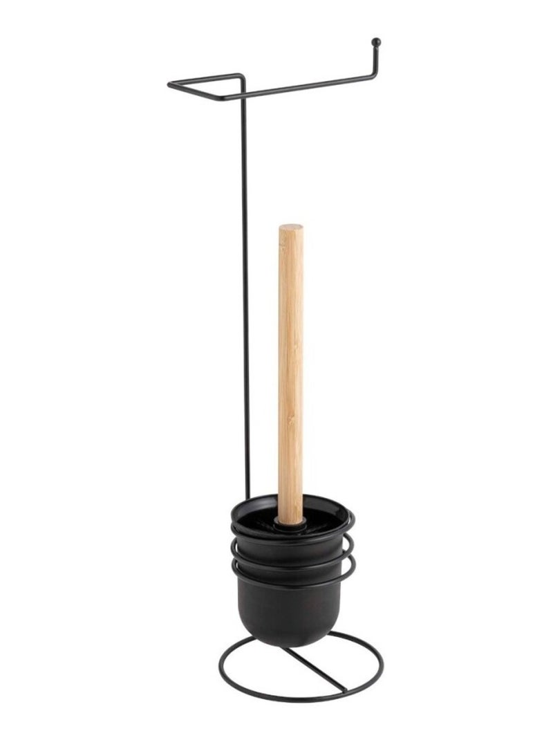 Dérouleur papier WC en métal noir avec brosse Noir - Kiabi
