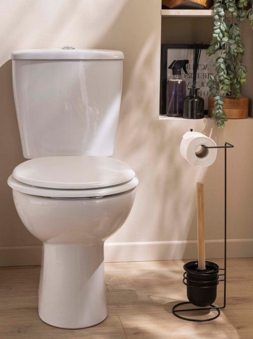 Dérouleur papier WC en métal noir avec brosse - Kiabi