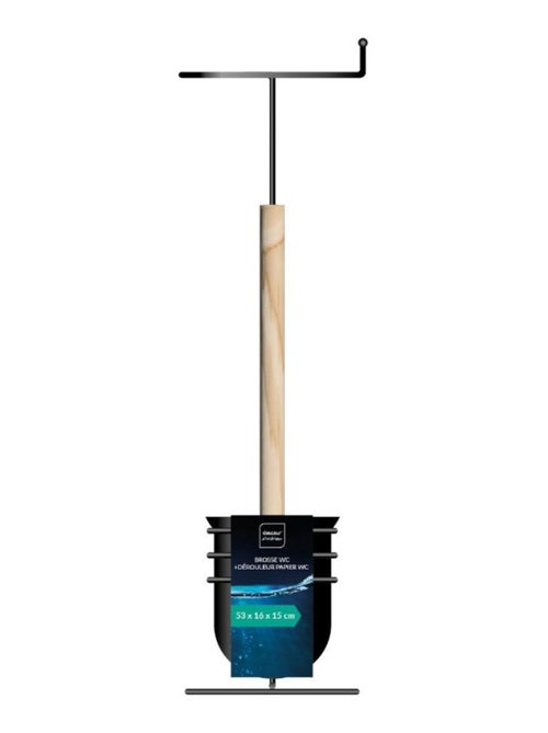 Dérouleur papier WC en métal noir avec brosse - Kiabi