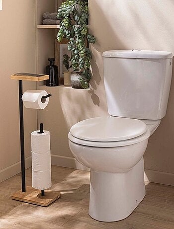 Dérouleur papier WC noir avec réserve et porte téléphone