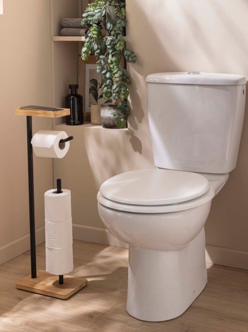 Dérouleur papier WC noir avec réserve et porte téléphone Noir - Kiabi
