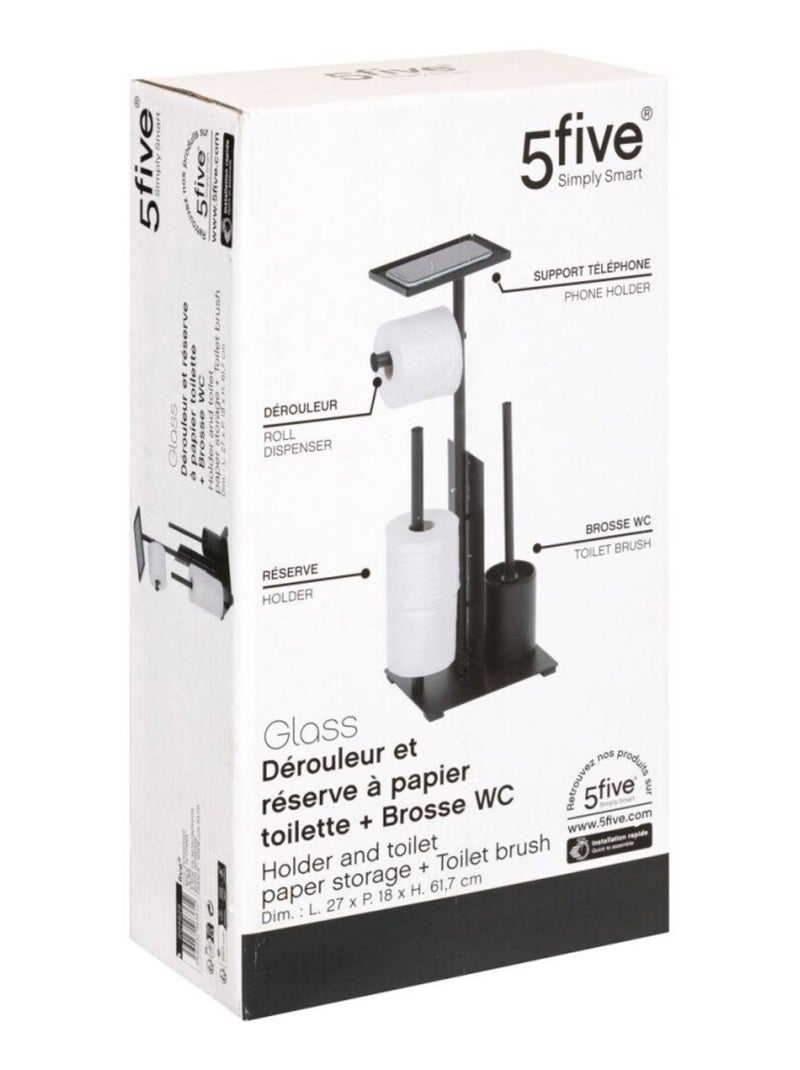 Dérouleur pour papier WC avec réserve et brosse Noir - Kiabi