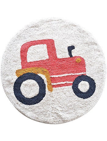 Descente de lit ronde coton à relief 'OEKO-TEX' Tracteur 80 x 80 cm Future Home
