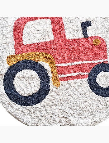 Descente de lit ronde coton à relief 'OEKO-TEX' Tracteur 80 x 80 cm Future Home