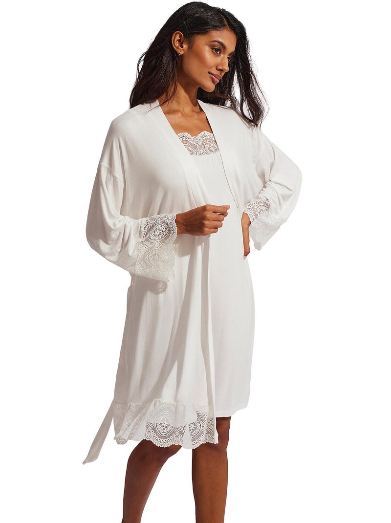 Déshabillé à dentelle Matilda mariage Ecru - Kiabi