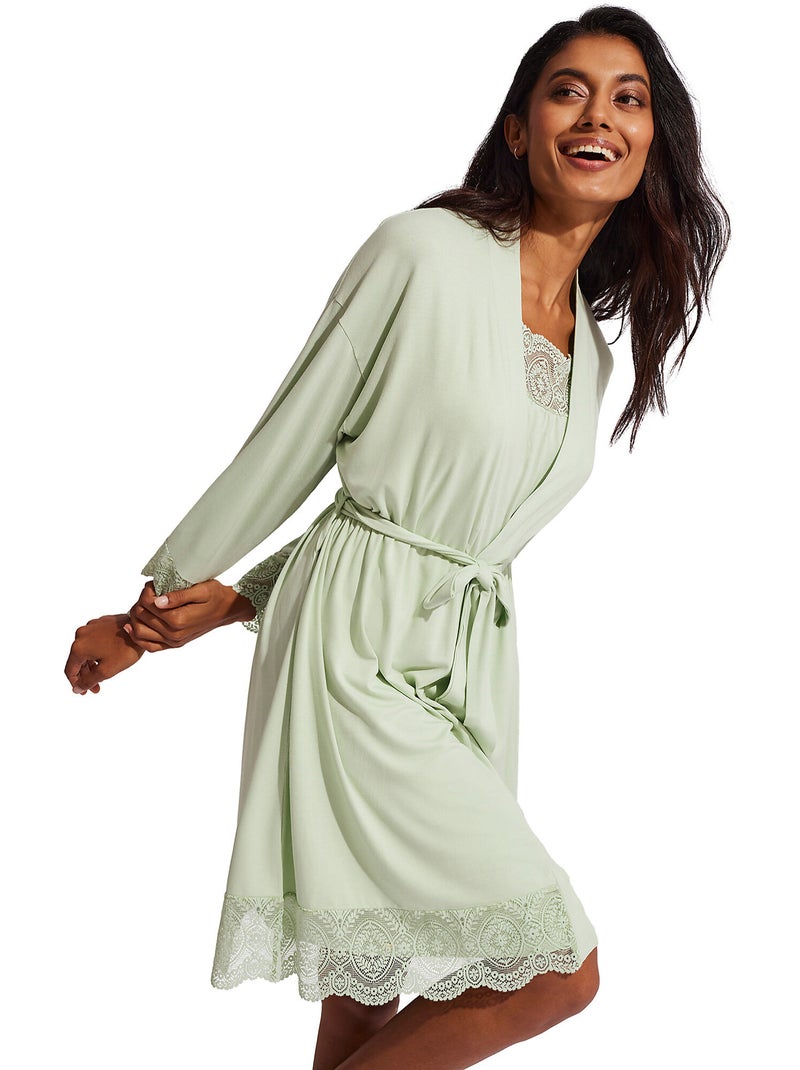 Déshabillé à dentelle Matilda Vert - Kiabi