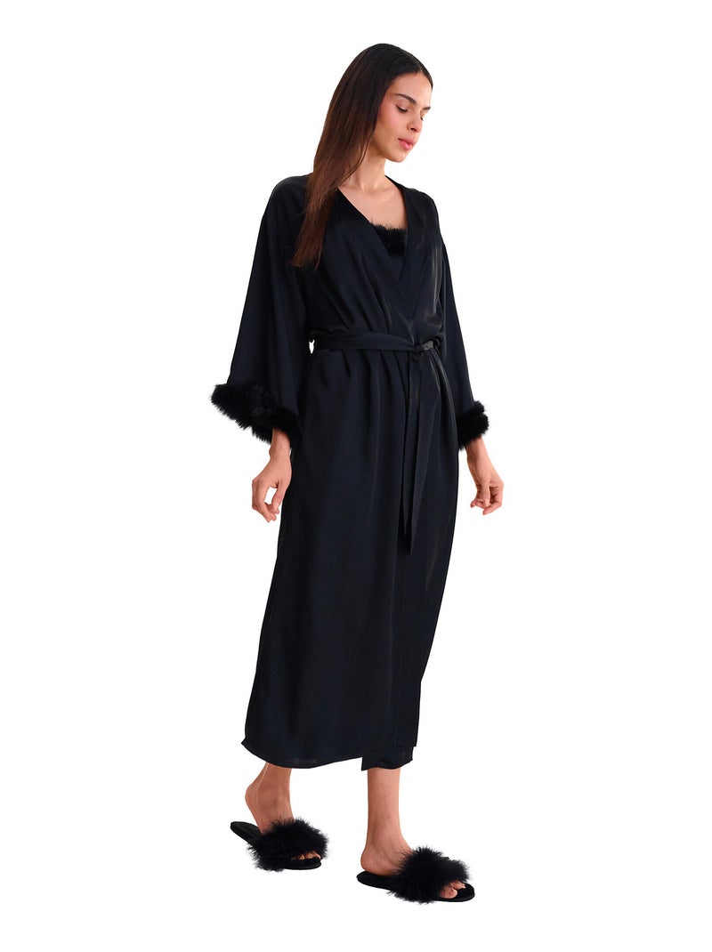 Déshabillé long PASSION Noir - Kiabi