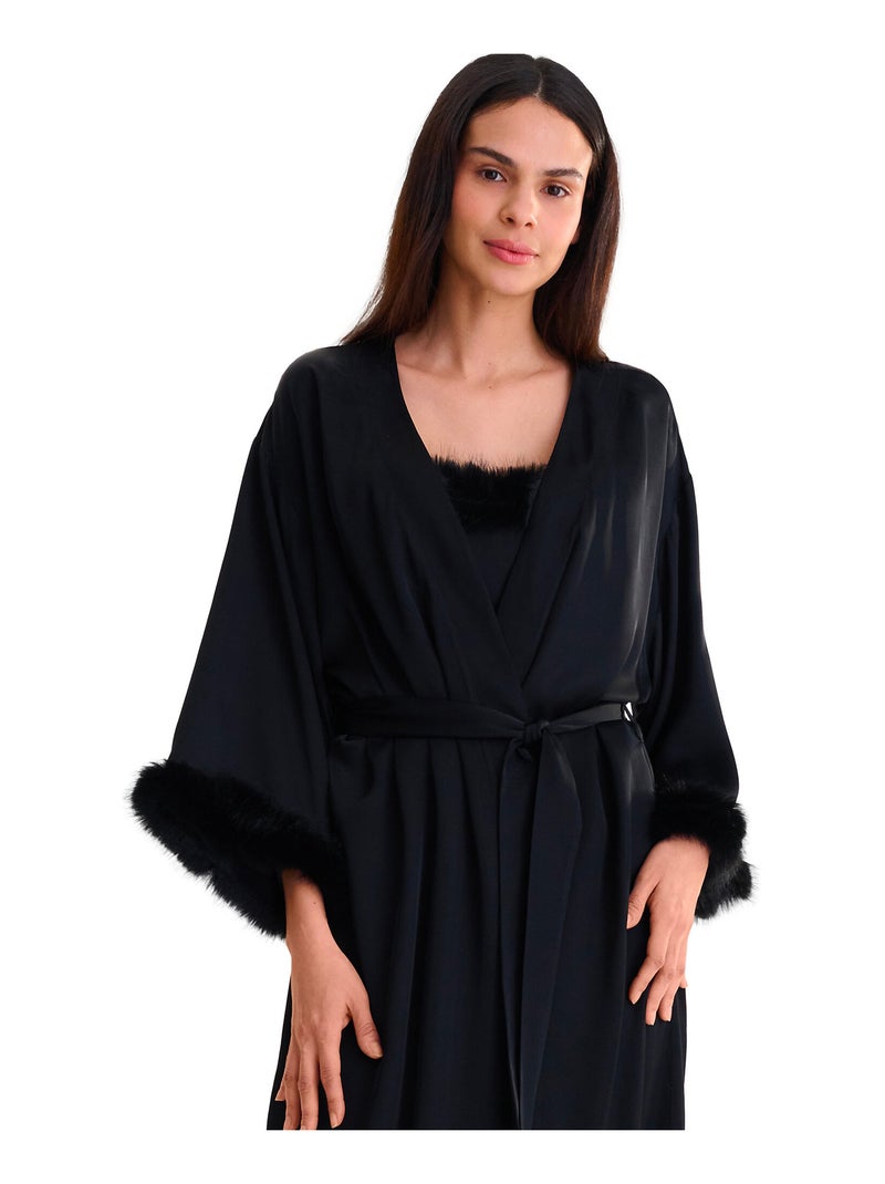 Déshabillé long PASSION Noir - Kiabi