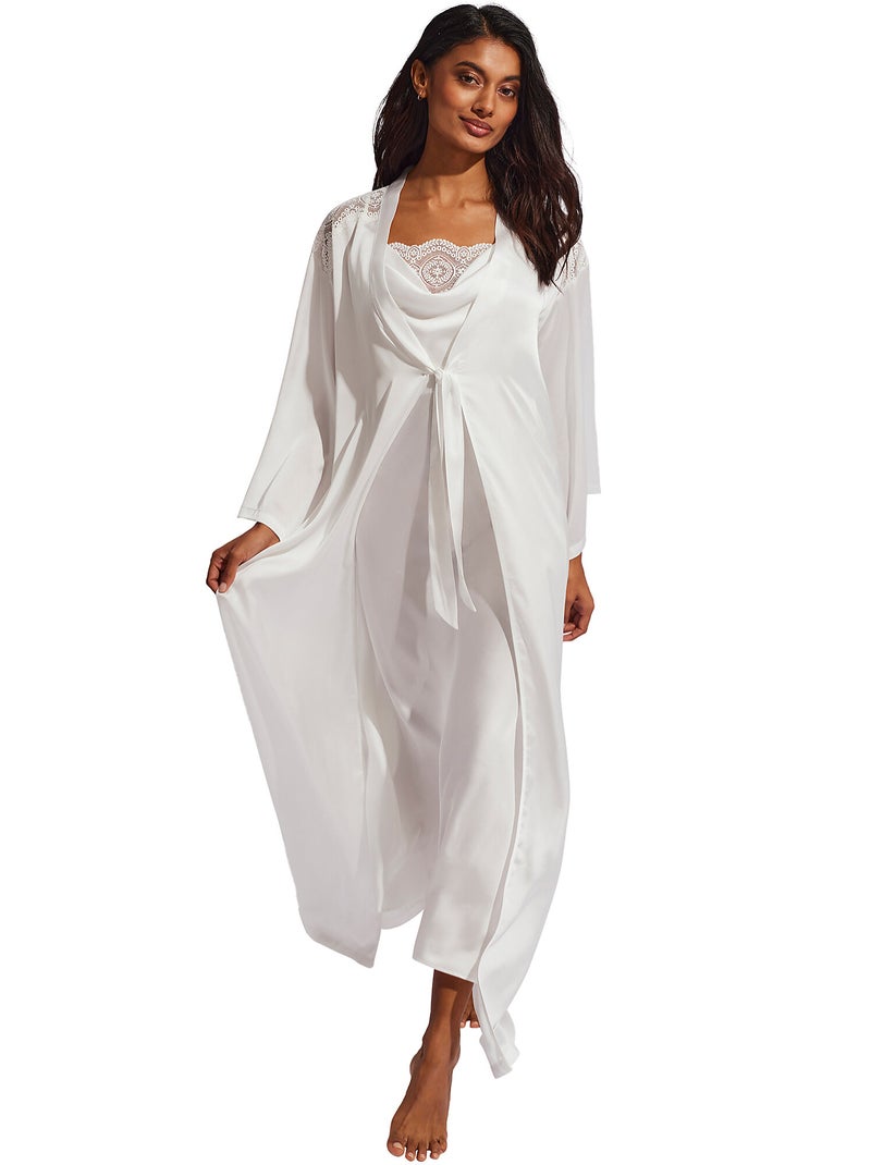 Déshabillé long satin Matilda mariage Ecru - Kiabi