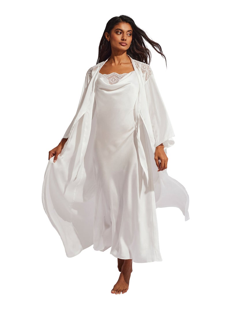 Déshabillé long satin Matilda mariage Ecru - Kiabi