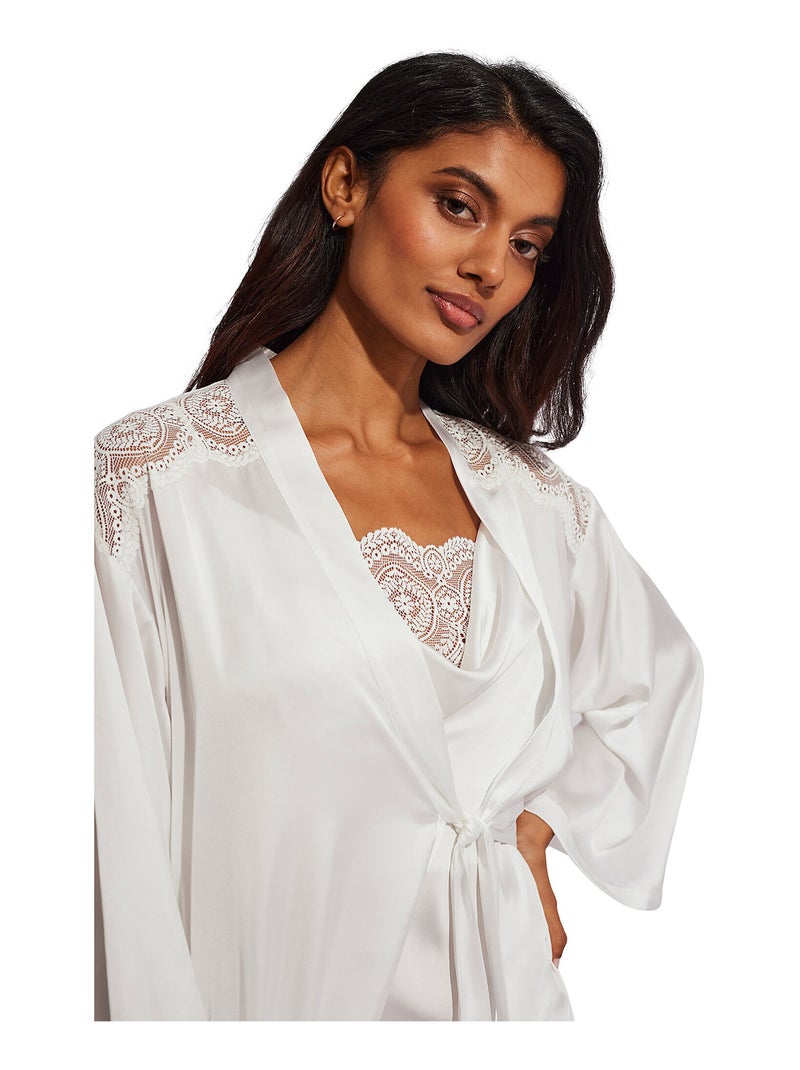 Déshabillé long satin Matilda mariage Ecru - Kiabi