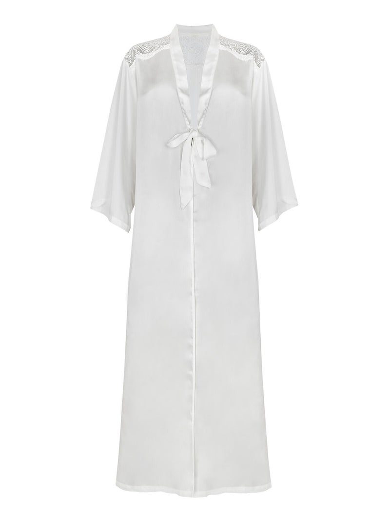 Déshabillé long satin Matilda mariage Ecru - Kiabi
