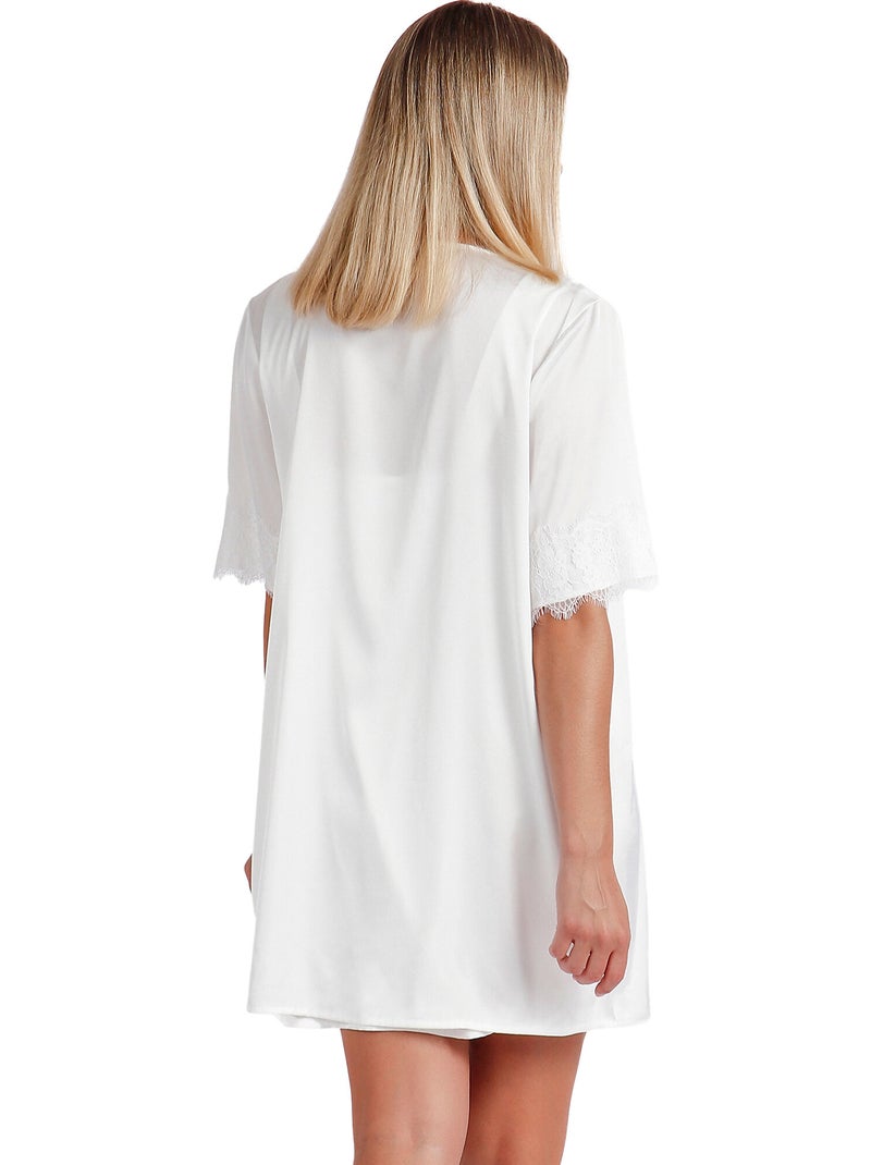 Déshabillé manches courtes Romantic Wedding Blanc - Kiabi