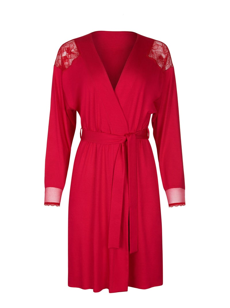 Déshabillé manches longues Sympathy Rouge - Kiabi