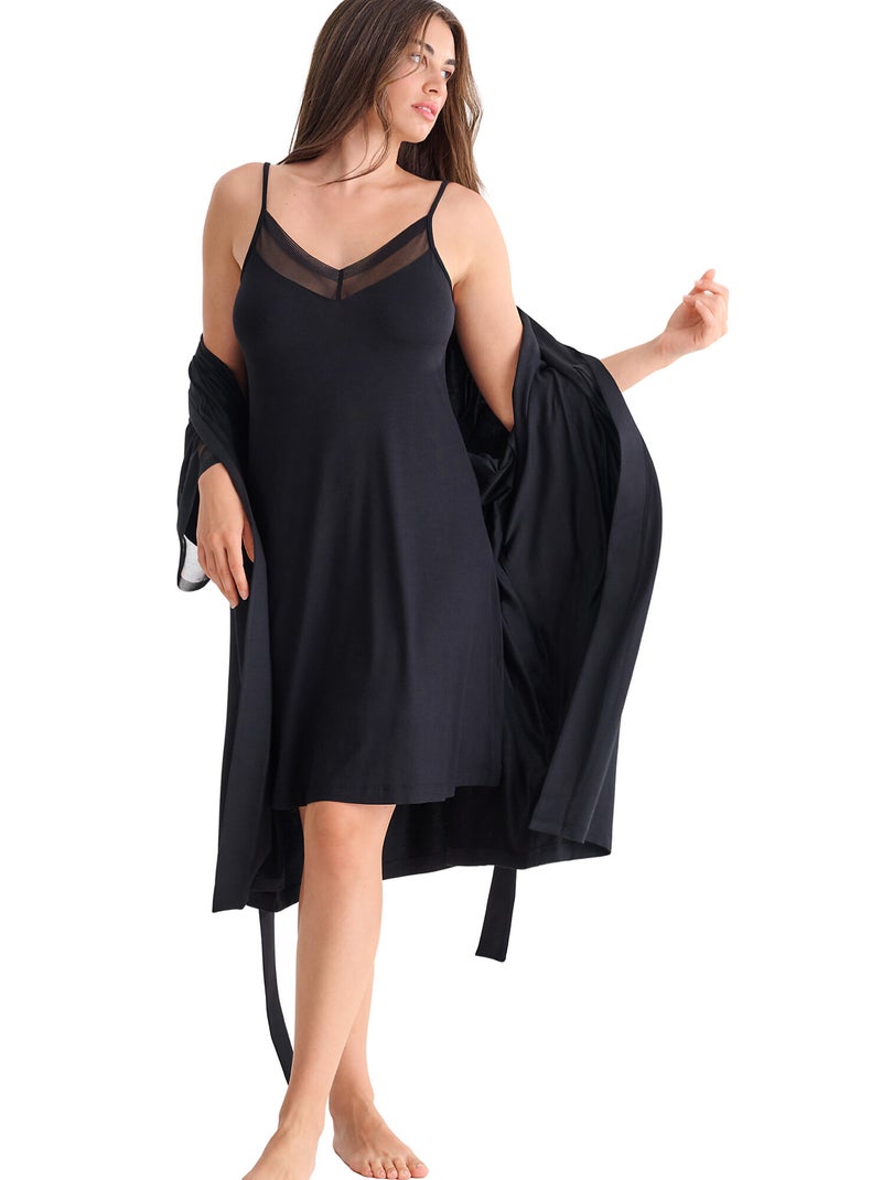 Déshabillé manches mi-longues SIA Noir - Kiabi