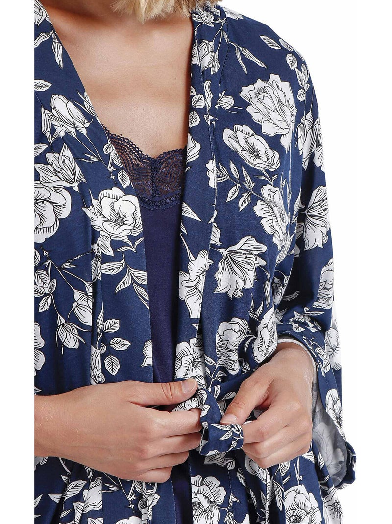 Déshabillé Navy Flowers Bleu marine - Kiabi