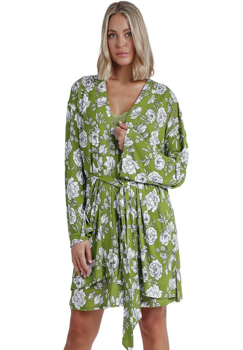 Déshabillé Navy Flowers Vert - Kiabi