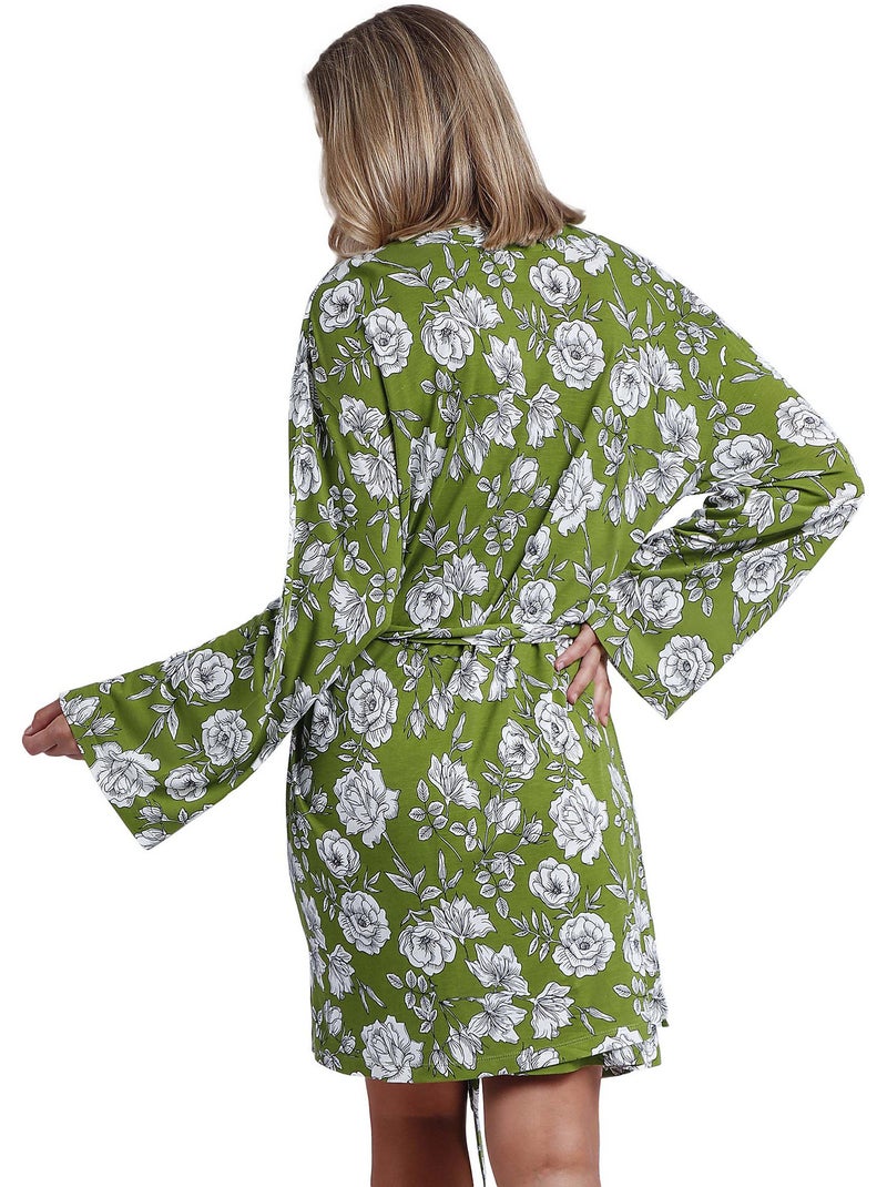 Déshabillé Navy Flowers Vert - Kiabi