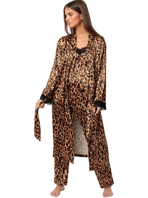Déshabillé satin long Glam Leopard - Kiabi Déshabillé satin long Glam Leopard - Kiabi