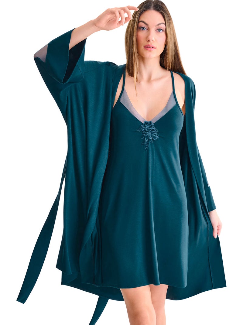 Déshabillé velvet luxe Vert - Kiabi
