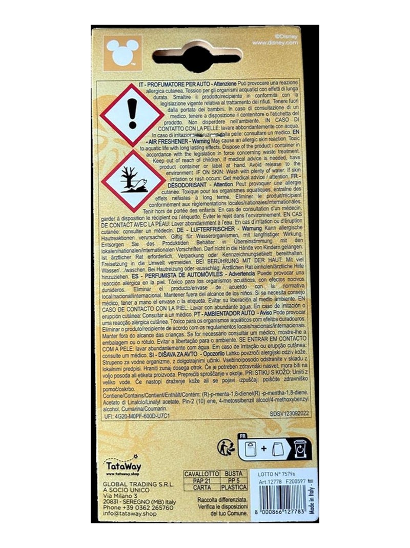 Désodorisant pour voiture en carton Stitch - Parfum vanille, arôme sucré et longue durée Bleu - Kiabi