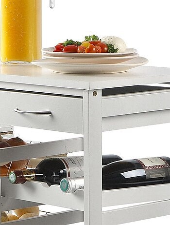 Desserte 2 tiroirs 3 paniers métal blanc