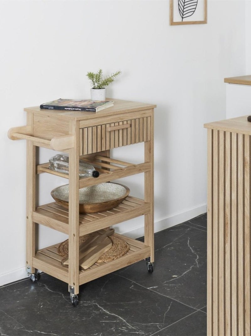 Desserte à roulettes 3 étagères et 1 tiroir Beige - Kiabi