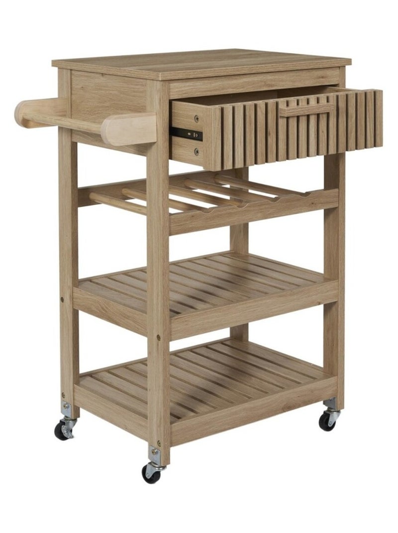 Desserte à roulettes 3 étagères et 1 tiroir Beige - Kiabi