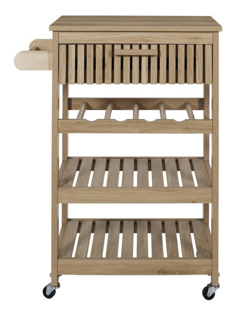 Desserte à roulettes 3 étagères et 1 tiroir Beige - Kiabi